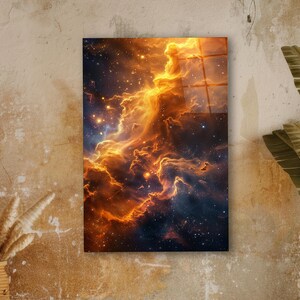 Galaxy Space Glass Wall Art, Nebula Tempered Glass Wall Decor, Astronomy Gifts, Luxury Home Decor, Abstract Wall Art, Gift For Him
