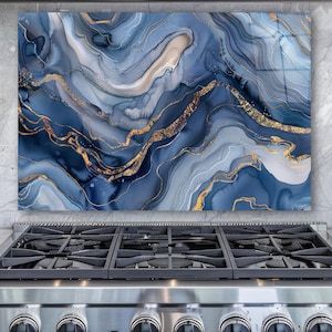 Art abstrait moderne en verre trempé pour cuisine et salle de bain, cadeau unique de pendaison de crémaillère, couvercle de cuisinière en verre trempé, décoration de salle de bain moderne