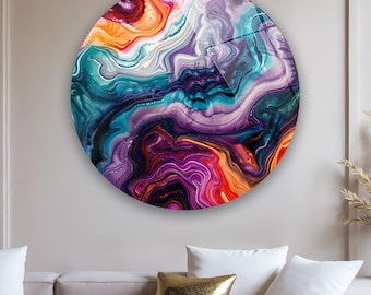 Abstract Glass Wall Art, Extra Large Circle, Modern Home Decor