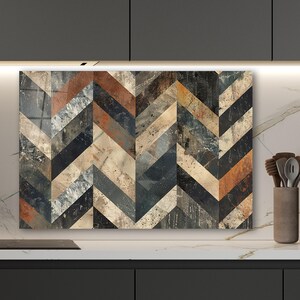Dosseret de cuisine en verre, Cache supérieur de poêle en verre trempé abstrait, Décoration de cuisine de luxe, Décoration de salle de bain, Cache arrière de poêle, Cadeau pour nouvelle maison