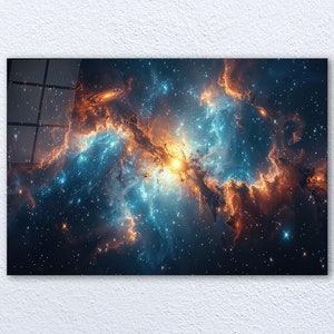 Galaxy Glass Wall Art, Nebula Tempered Glass, Space Glass Print Art, Modern Home Decor, Cosmic Wall Art, Vibrant Colors Wall Decor