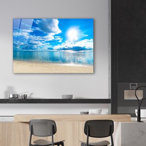 Beach Wall Art, Ocean Tempered Glass Wall Art, Coastal Home Decor, Large Sea Wall Art, Living Room Decor, Housewarming Gift, Gift For Her