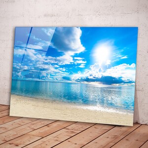 Beach Wall Art, Ocean Tempered Glass Wall Art, Coastal Home Decor, Large Sea Wall Art, Living Room Decor, Housewarming Gift, Gift For Her