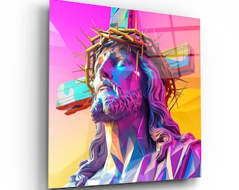 Jesus Glass Wall Art, Christian Wall Decor, Tempered Glass Wall Art, Gift For Christmas, Christian Gifts, Living Room Decor, Birthday Gift