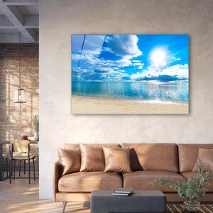 Beach Wall Art, Ocean Tempered Glass Wall Art, Coastal Home Decor, Large Sea Wall Art, Living Room Decor, Housewarming Gift, Gift For Her