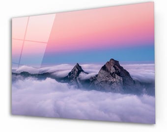 Sky View Glass Wall Art, Landscape Tempered Glass Wall Decor, New Home Gift, Bedroom Wall Decor, Kids Room Wall Art, Clouds Wall Art
