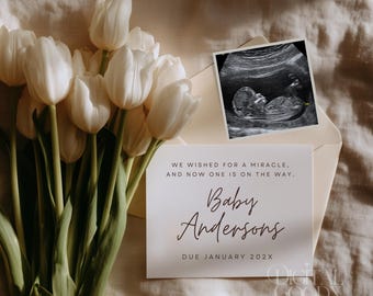 Simple Minimalist Pregnancy Announcement Digital Modern Gender Neutral Baby Announcement Editable Social Media Baby Reveal Letter Template