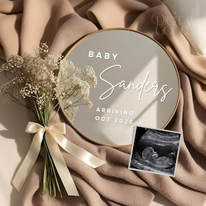 Mirror Pregnancy Announcement Digital Neutral Baby Announcement Editable Template Pregnancy Announcement Minimalist Vintage Mirror Reveal