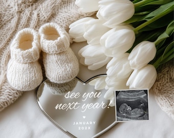2026 New Year Baby Announcement Digital Pregnancy Reveal Template New Year New Baby Editable Social Media Baby Gender Neutral Reveal