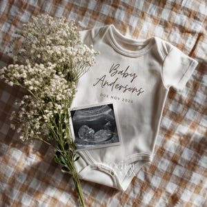 Simple Minimalist Pregnancy Announcement Digital Gender Neutral Baby Reveal Editable Canva Template Modern Boho Social Media Announcement