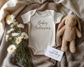 Baby Announcement | Neutral Pregnancy Reveal | We’re Expecting Pregnancy Reveal | Editable Canva Template