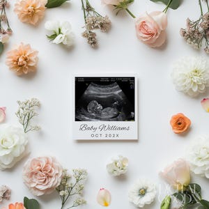 Neutral Pregnancy Announcement Digital Baby Reveal Floral Theme Editable Template Spring Announcement Social Media Pregnancy Announcement