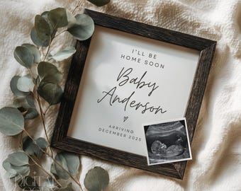 Minimalist Pregnancy Announcement Template, Editable Canva Baby Announcement, Neutral Ultrasound Reveal, Digital Download