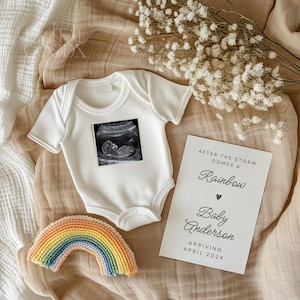 Rainbow Baby Announcement Digital Pregnancy Reveal Editable Canva Template Customizable Rainbow Baby Pregnancy Announcement After the Storm