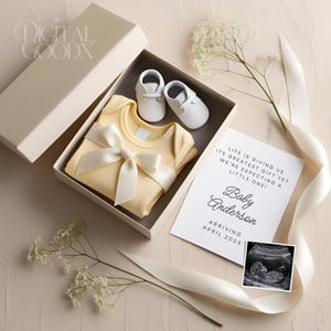 Neutral Pregnancy Announcement The Greatest Gift Editable Template Minimalist Baby Reveal Digital Template Social Media Baby Announcement
