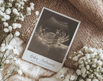 Simple Digital Pregnancy Announcement Gender Neutral Heart Baby Reveal Template Modern Editable Social Media Baby Announcement