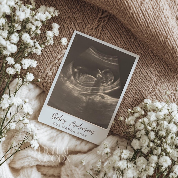 Simple Digital Pregnancy Announcement Gender Neutral Heart Baby Reveal Template Modern Editable Social Media Baby Announcement
