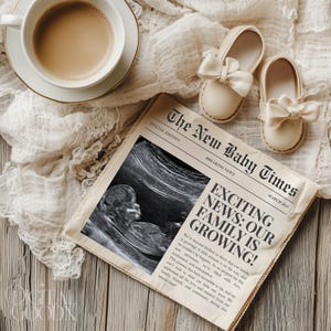 Newspaper Pregnancy Announcement Editable Template Baby Reveal Digital Newspaper Baby Shower Invitation Social Media Pregnancy Announcement