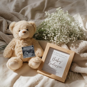 Digital Pregnancy Announcement Neutral Baby Reveal Social Media Gender Reveal Pregnancy Due Date Boho Beige Pregnancy Announcement