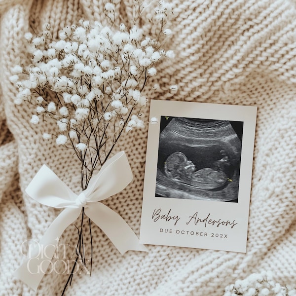 Minimalist Pregnancy Announcement Template Modern Baby Reveal Digital Social Media Reveal Neutral Baby Announcement Ideas Editable Template