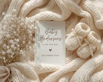 Minimalist Gender-Neutral Pregnancy Reveal Modern Ultrasound Baby Announcement Sonogram Editable Canva Template