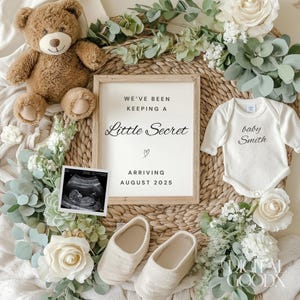 Neutral Pregnancy Announcement Floral Baby Announcement Digital Spring Reveal Editable Template Social Media Pregnancy Gender Reveal Floral