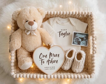 One More to Adore Pregnancy Announcement: Editable Social Media Template (Digital Download)