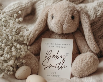 Easter Pregnancy Announcement Spring Baby Reveal Editable Canva Template Digital Baby Announcement Social Media Pregnancy Reveal