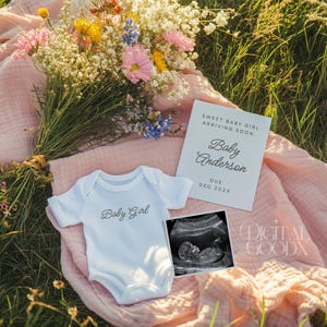 Modelo digital de anúncio de gravidez de primavera para revelação de bebê, editável, Canva, floral, boho, neutro, março, abril, postagem para mídia social