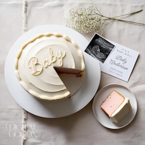 It’s a Girl Pregnancy Announcement Cake Minimalist Baby Girl Reveal Template | Digital Editable Pink Gender Reveal for Social Media