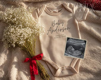 Modern Minimalist Pregnancy Announcement Template Baby Reveal Digital Social Media Reveal Neutral Baby Announcement Editable Card