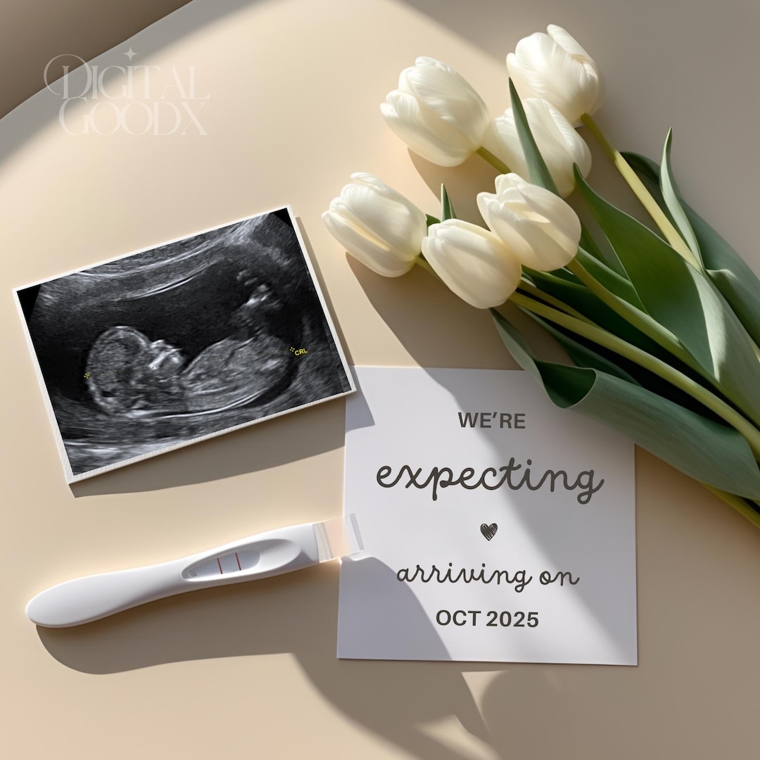 We Are Expecting Minimalist Pregnancy Announcement Editable Digital