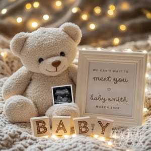 Neutral Pregnancy Announcement Template: Editable Social Media Baby Reveal (Digital Download)