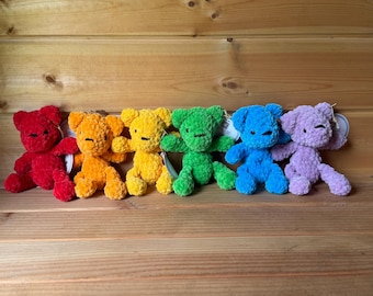 Mini rainbow colored teddies! Crochet amigurumi