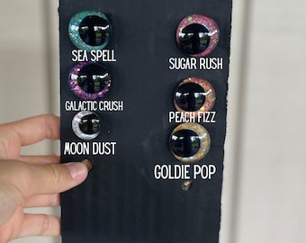 Hand Painted Glitter Safety Eyes: Plushie, Amigurumi, Doll Supplies