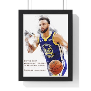 Plakat w ramce Stephen Curry – inspirująca sztuka ścienna, motywująca dekoracja domu do pokoju dziecięcego i biura, prezenty dla miłośników sportu,