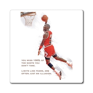 Michael Jordan Koszykówka Magnes - Motywacyjny Cytat Magnes Na Lodówkę, Inspirujący Wystrój Sportowy, Prezent Do Biura i Dla Dzieci, Magnes Do Biura