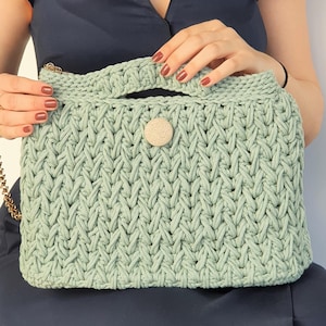 Knitted Bag, Crochet Shoulder Bag For Women, Crocheted Handbag, Crochet Shoulder Bag, Shoulder Bag, Mint color bag, Mint green bag