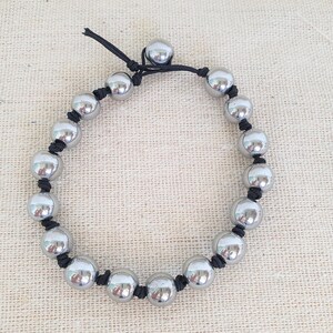 Silver Hematite Bracelet, Elegant Bracelet, Beaded Bracelet