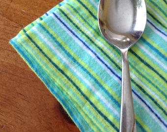 Bright Stripes – cotton flannel lunchbox / cocktail / picnic napkins 4 pack