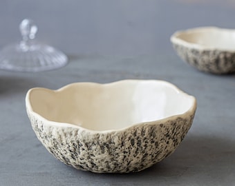 Natural White Ceramic soup bowl Handmade pottery Ice cream bowl Rustic dinnerware Organic Tableware