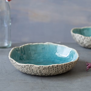 Handmade ceramic bowl Pottery Pasta bowl Ceramic salad bowl Speckled Turquoise
