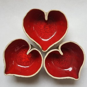 Red heart bowl Handmade ceramics Unique red pottery Jewellery bowl Colorful pottery