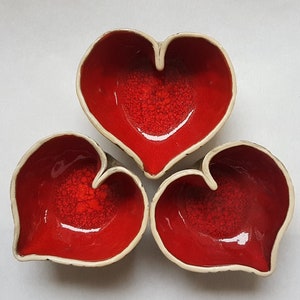 Red heart bowl Unique red ceramics Handmade pottery Valentine's Day gift Romantic gift image 2