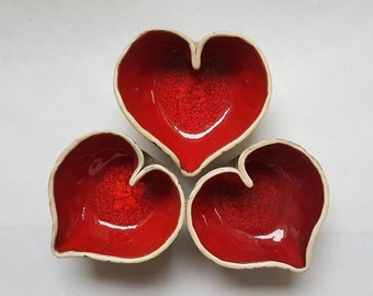 Red heart bowl Handmade ceramics Unique red pottery Jewellery bowl Mothers Day gift Colorful pottery