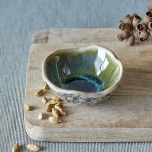 Forest Green  spice bowl Handmade Ceramics Small pottery bowl Salt bowl Organic kitchenware