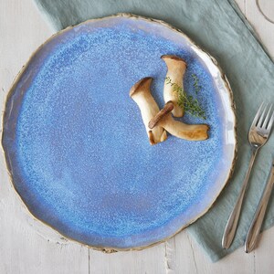 Blue rustic dinner plate Handmade organic ceramic plate Stoneware plates Tableware Wedding gift Pottery dinnerware image 7