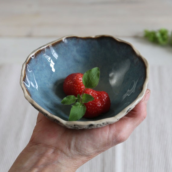 Blue Dessert Bowl Handmade Ceramic Snack Bowl Sushi Bowl Etsy