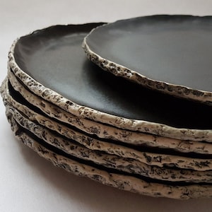Large black plate | handmade ceramic plate | stoneware plates | organic dinnerware | rustic plates | tableware