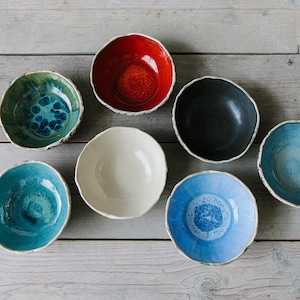 Ceramic tapas bowl SET OF TWO Handmade with love Ceramic turquoise bowl Snack bowl Dipping bowl